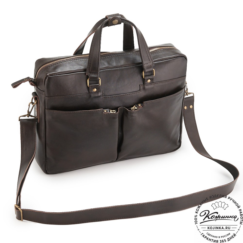 Кожаная деловая сумка "Хантер" (коричневая)